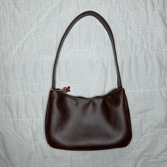 Brown hand made purse rose gold butterfly zipper pull inside pocket - Picture 7 of 11